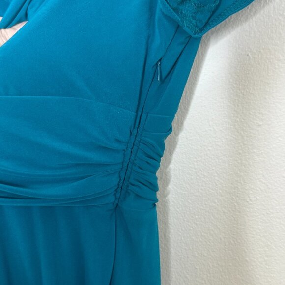 COLDWATER CREEK Teal Green Jersey Dress with Waist Ruching 8P - Picture 4 of 10